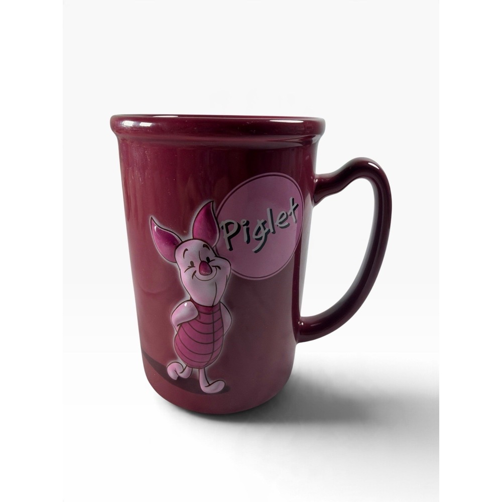 Disney Store Piglet Winnie the Pooh Maroon 3D Relief Ceramic Coffee Mug Proud